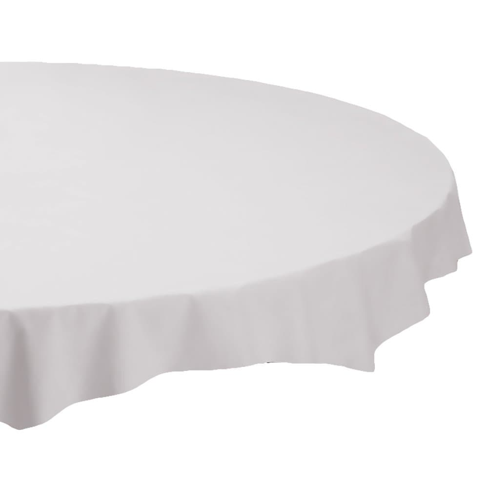 Hoffmaster 112010 White 82" Plastic Octy-Round Tablecloths - Image 1