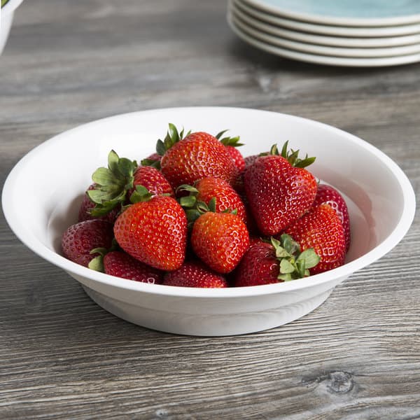 Fineline LPB1060PP.WH ReForm 60 oz. White Low Profile Plastic Catering Bowl - Image 1