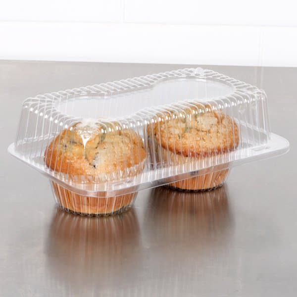 Polar Pak 2 Compartment Hinged Clear Muffin Takeout Container - Image 1