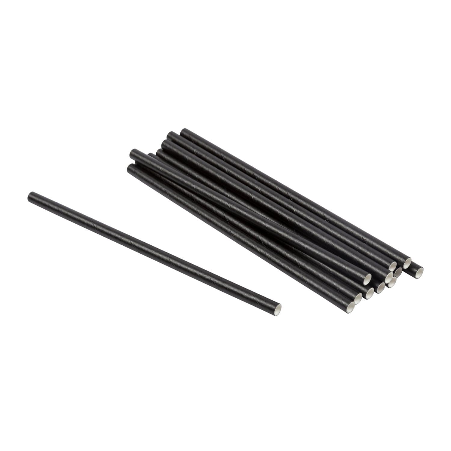 AmerCare Royal 5.75" Unwrapped Black Paper Cocktail Straw - Image 1