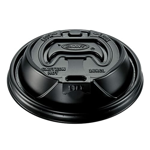 Dart 16RCLBLK Optima Black Travel Lid with Reclosable Tab - Image 1