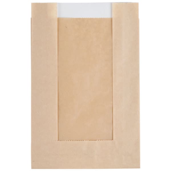 5" x 7" Grease Resistant Window Bakery Bag, Kraft - Image 1