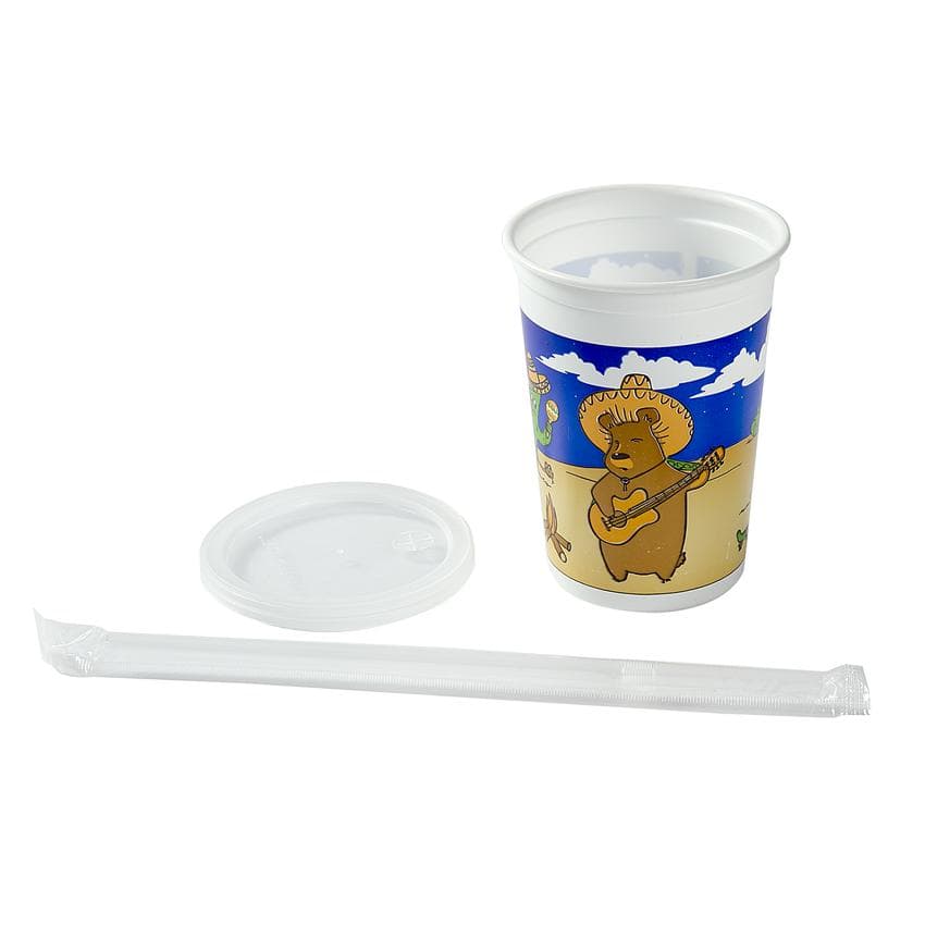 Amercare Royal 12 oz South Western Kids Cup Combo with Clear Lid and Flex Straw - Image 1