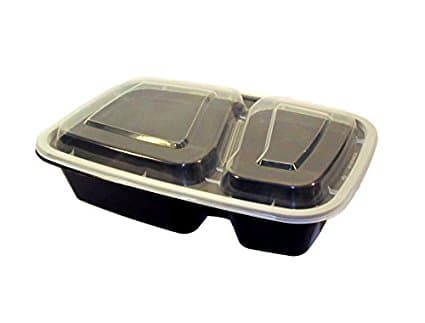 28 oz Rectangle PP Container Combo Kit, 2-Compartment - Image 1