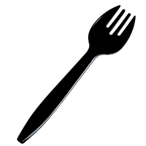 Fineline U1125.BK Platter Pleasers 10" Black Disposable Serving Fork - Image 1