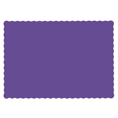 Hoffmaster 310557 10" x 14" Purple Colored Paper Placemat with Scalloped Edge