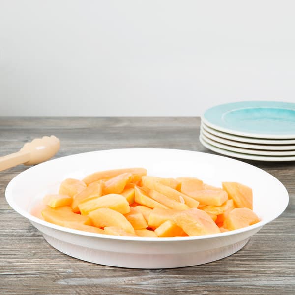 Fineline LPB14128PP.WH ReForm 128 oz. White Low Profile Plastic Catering Bowl - Image 1