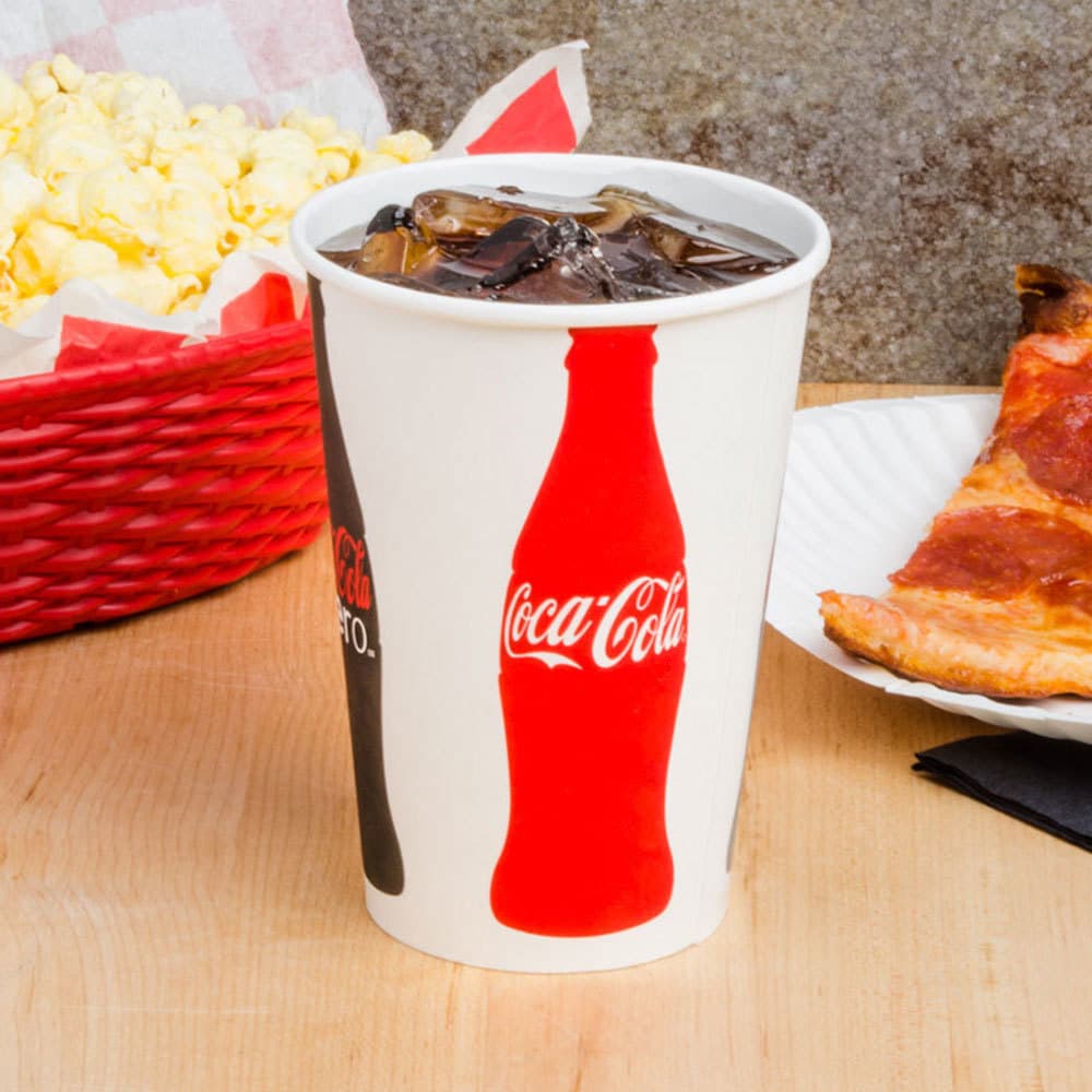 Solo RNP16C-K1038 Coke® 16-18 oz. Poly Paper Cold Cup - Image 1