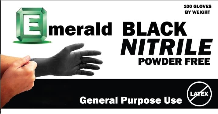Small, Powder Free Black Nitrile Glove, 3 mil