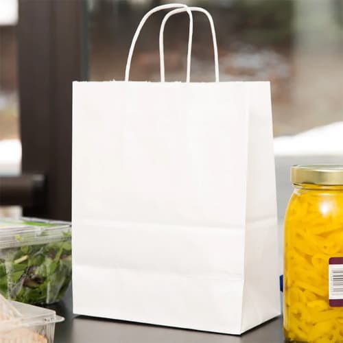 White Trim Paper Shopping Bag with Handles 8" x 4.75" x 10.25"
