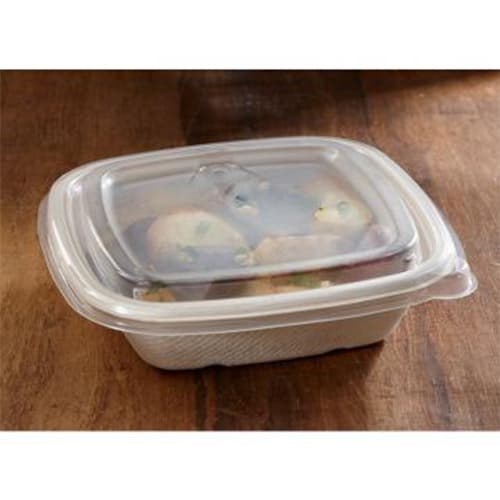 Clear Flat Lid - fits 16 oz Square Fiber Bowl - Image 1
