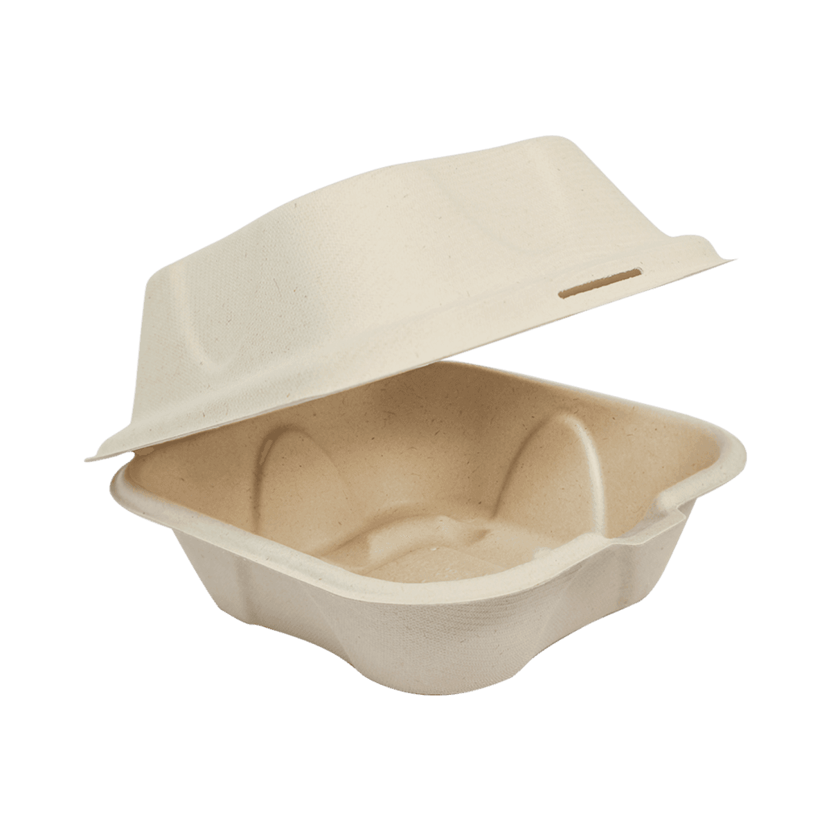 6" x 6" x 3" Fiber Clamshell, 1-Compartment - Image 1