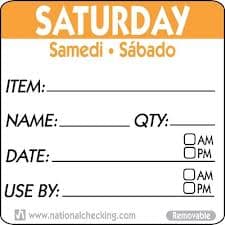 Saturday 2″ x 2″ Item/Date/Use By Removable Labels 500/Roll