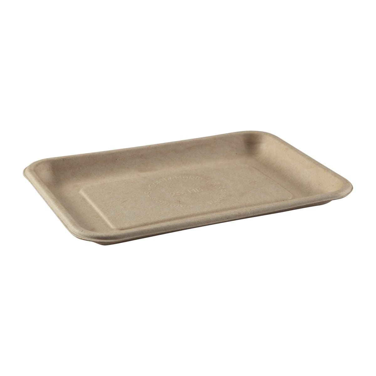 AmerCare 8" x 5.75" Molded Fiber / Pulp Rectangle Tray - Image 1