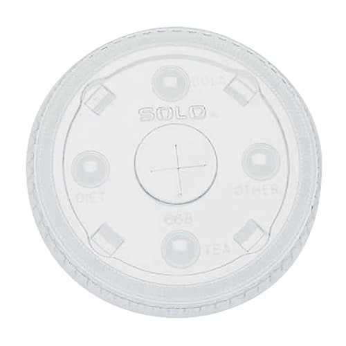 Solo 668NS Clear Plastic Lid with Straw Slot & Identification Buttons - Image 1