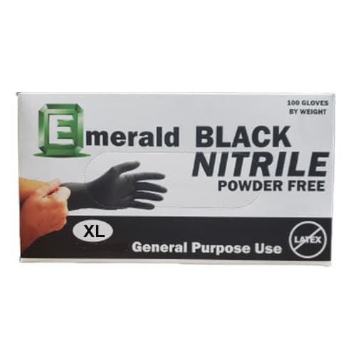 Emerald Black General-Purpose Powder-Free X-Large Nitrile Glove - Image 1