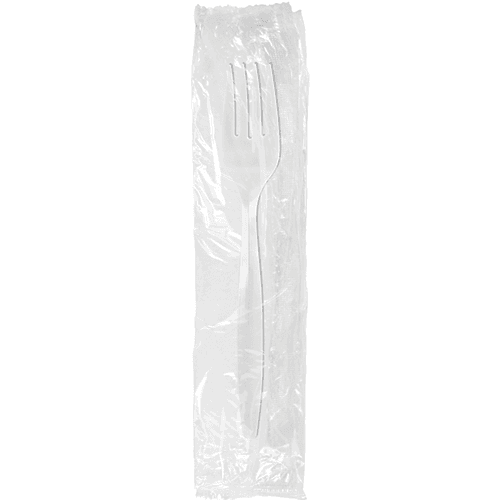 Berkley Square Individually Wrapped Medium Weight White Plastic Fork - Image 1