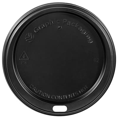 10/12/16/20/24 oz Dome/Black Polystyrene Sip Thru Lid - Image 1