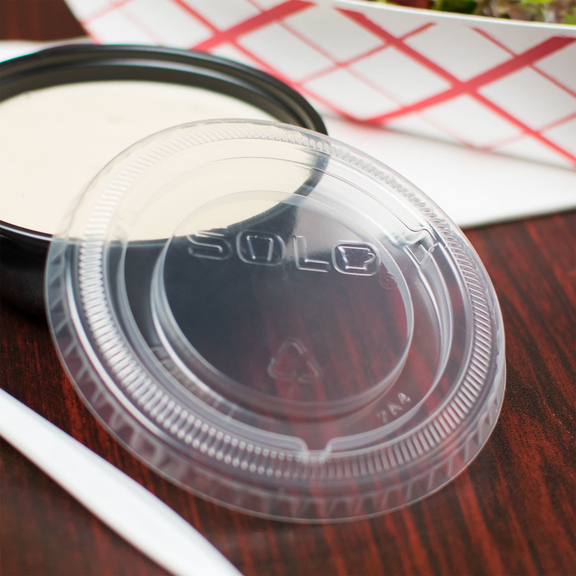 Solo SLDSS23 Wide Sauce / Portion Cup Snaptight Lid for 2.5 oz. & 3.5 oz. Cups - Image 1