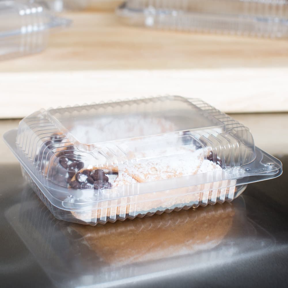 Dart StayLock Clear Hinged Plastic 7" Small Oblong Container - Image 1