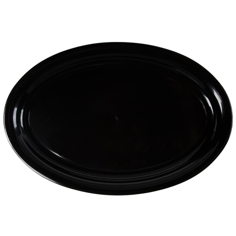 Fineline 484.BK Innovative Caterware 21" x 14" Black Plastic Oval Cater Tray - Image 1