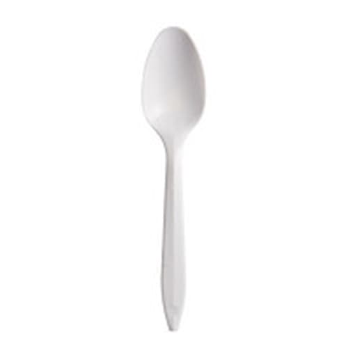 Dart S6BW 5 7/8" Medium Weight White Plastic Teaspoon - Image 1