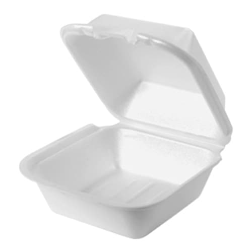 Genpak SN225 6" x 6" x 3" White Hinged Lid Foam Container - Image 1