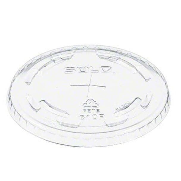Solo UltraClear 610TS Clear PET Plastic Lid with Straw Slot - Image 1
