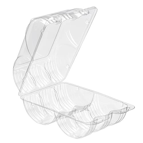 Inline SureLock Clear Hinged Plastic 6 Count Donut Rectangle Container