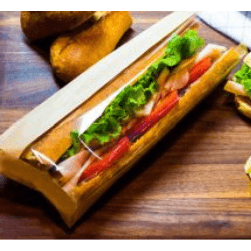 4" x 16" Grease Resistant Window Sandwich Bag, Kraft - Image 1