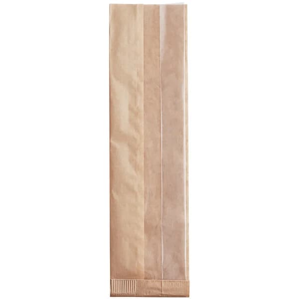 4" x 16" Grease Resistant Window Sandwich Bag, Kraft