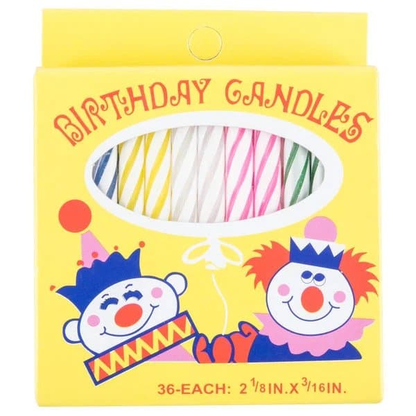 Sterno 40180 2-1/8" 36 Count Multi-Colored Birthday Candles - 12/Box