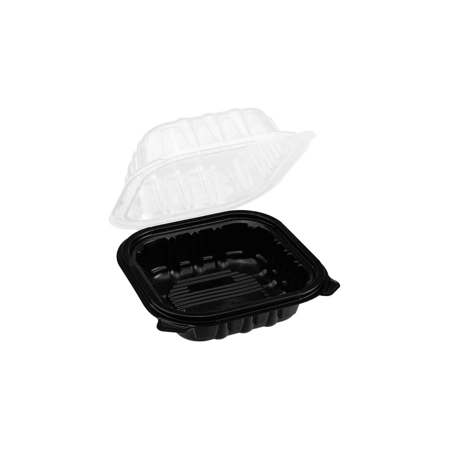 Karat Lollicup 9" x 6" x 3" Clamshell, 1-Compartment, Black and Clear