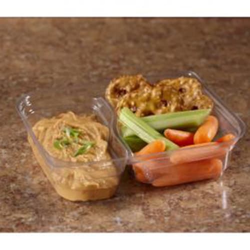 18 oz Clear Rectangle Deli Container, 2-Compartment - Image 1