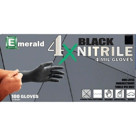 Medium, Powder Free Black Nitrile Glove, 3 mil