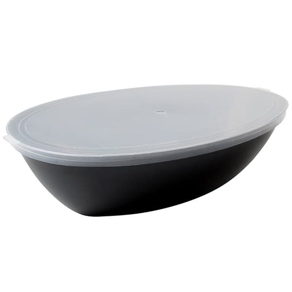 Fineline 453.L Platter Pleasers 12 1/2" x 7 3/4" Clear Polypropylene Flat Oval Bowl Lid - Image 1