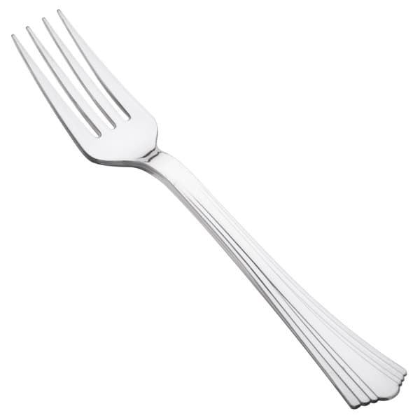 WNA Comet 610155 Reflections 7" Stainless Steel Look Heavy Weight Plastic Fork - Image 1