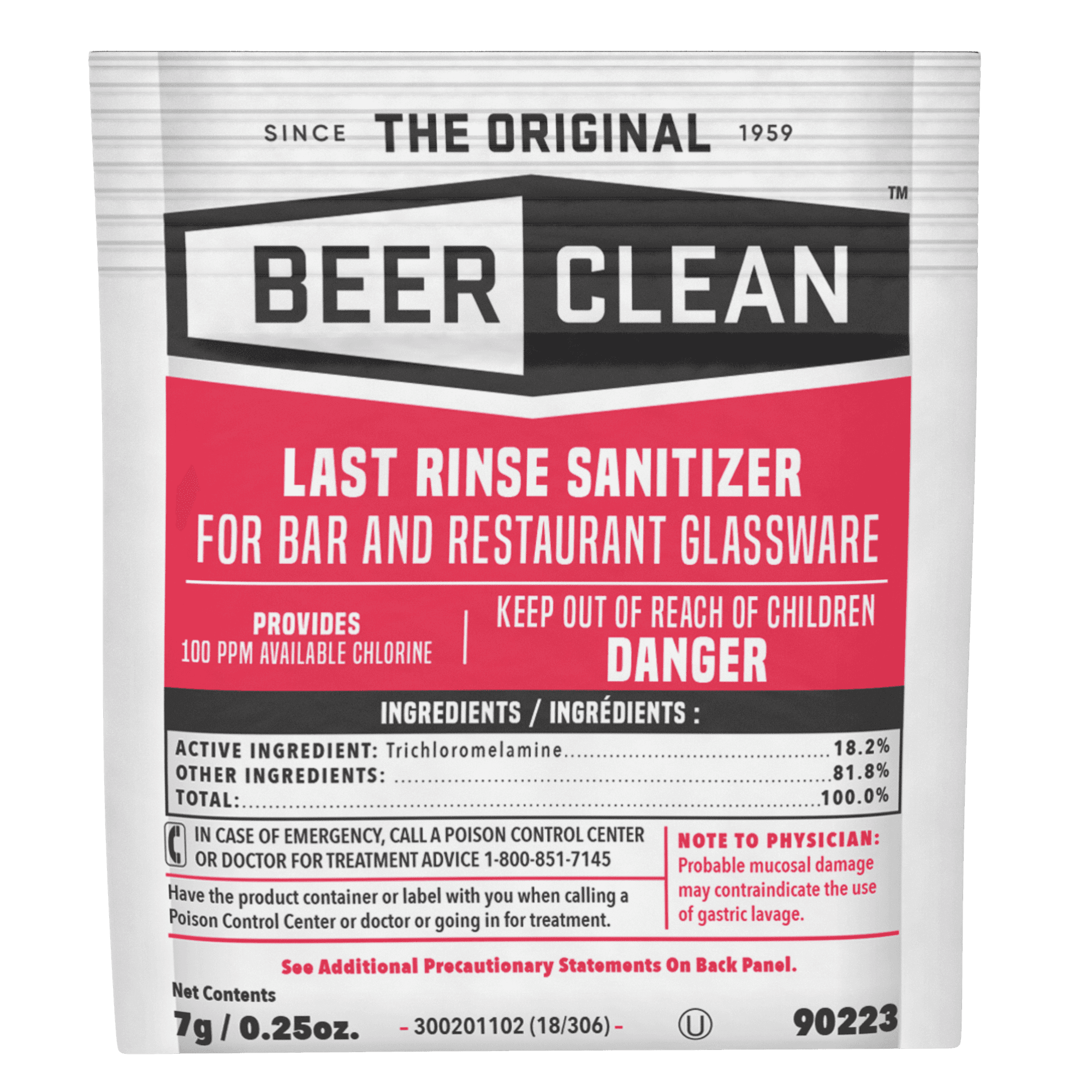 Diversey 90223 Beer Clean® Last Rinse Sanitizer 0.25 oz. Packet