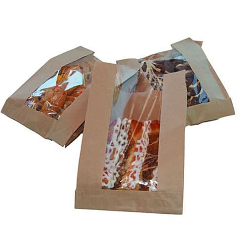 6" x 2" x 9" Grease Resistant Kraft Window Bakery Bag - Image 1