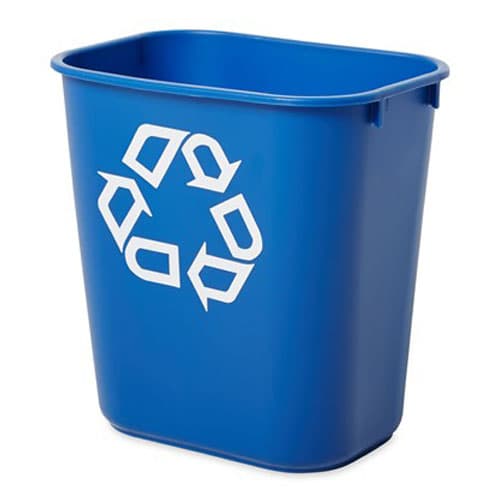Rubbermaid FG295673BLUE 28 Qt. / 7 Gallon Blue Recycling Rectangular Wastebasket