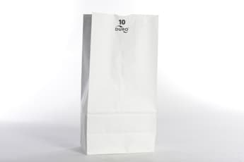 6 5/16" x 4 3/16" x 13 3/8" White Paper Bag - Image 1