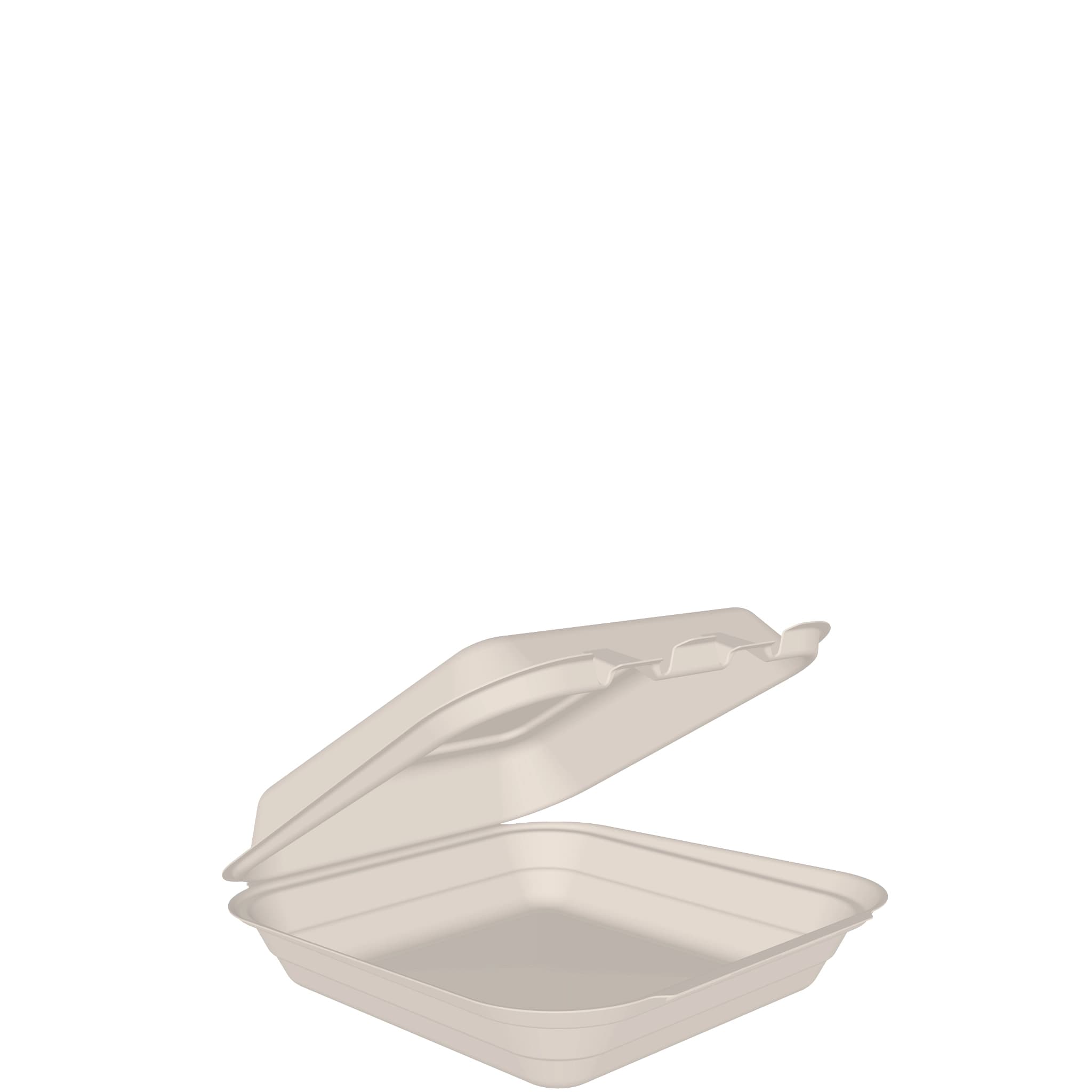 8" x 8" x 3" Fiber Clamshell Container, 1-Comp, PFAs Free
