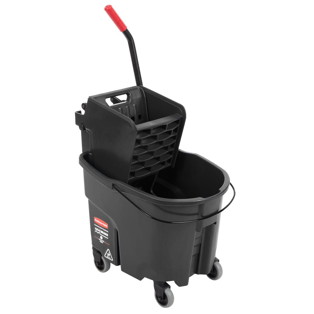 Rubbermaid 1863896 Executive Series WaveBrake® 35 Qt. Black Mop Bucket with Side Press Wringer