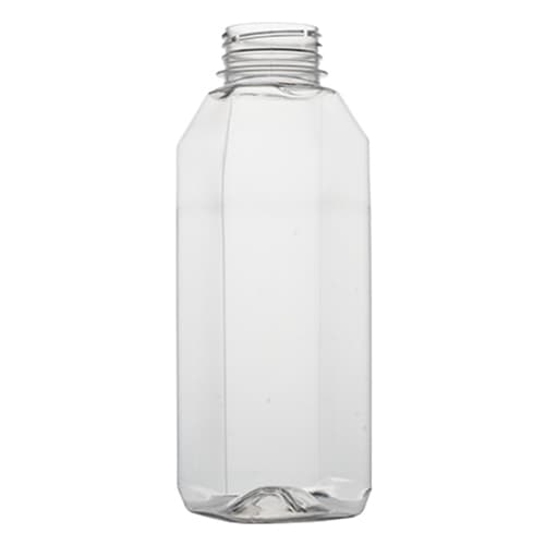 16 oz Tall Square PET Clear Juice Bottle