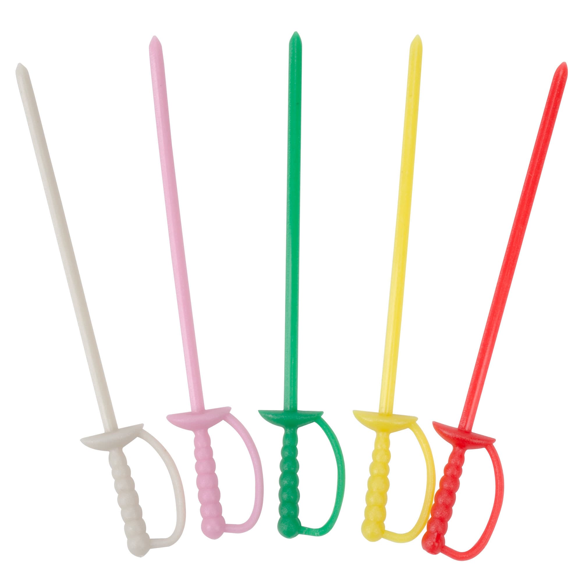 AmerCare Royal RP147 3 1/4" Plastic Sword Colored Food Pick - Image 1