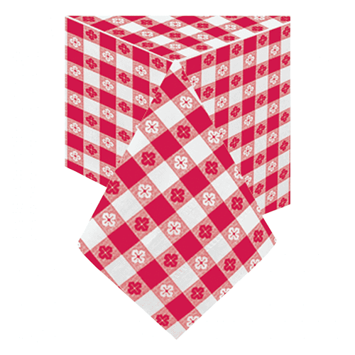 Hoffmaster 220670 54" x 108" Red Gingham Cellutex Tissue / Poly Paper Table Cover - Image 1