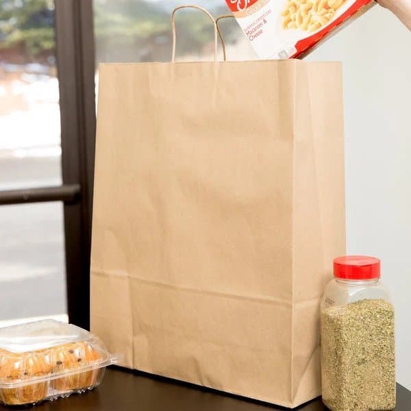 Super Royal Natural Kraft Paper Shopping Bag with Handles 14" x 10" x 15.25" - Image 1