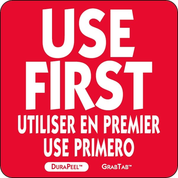 Use First 2″ x 2″ DuraPeel™ Labels 500/Roll