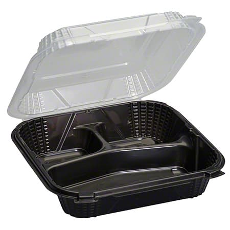 Genpak ProView Medium Hinged 3 Compartment Container - Image 1