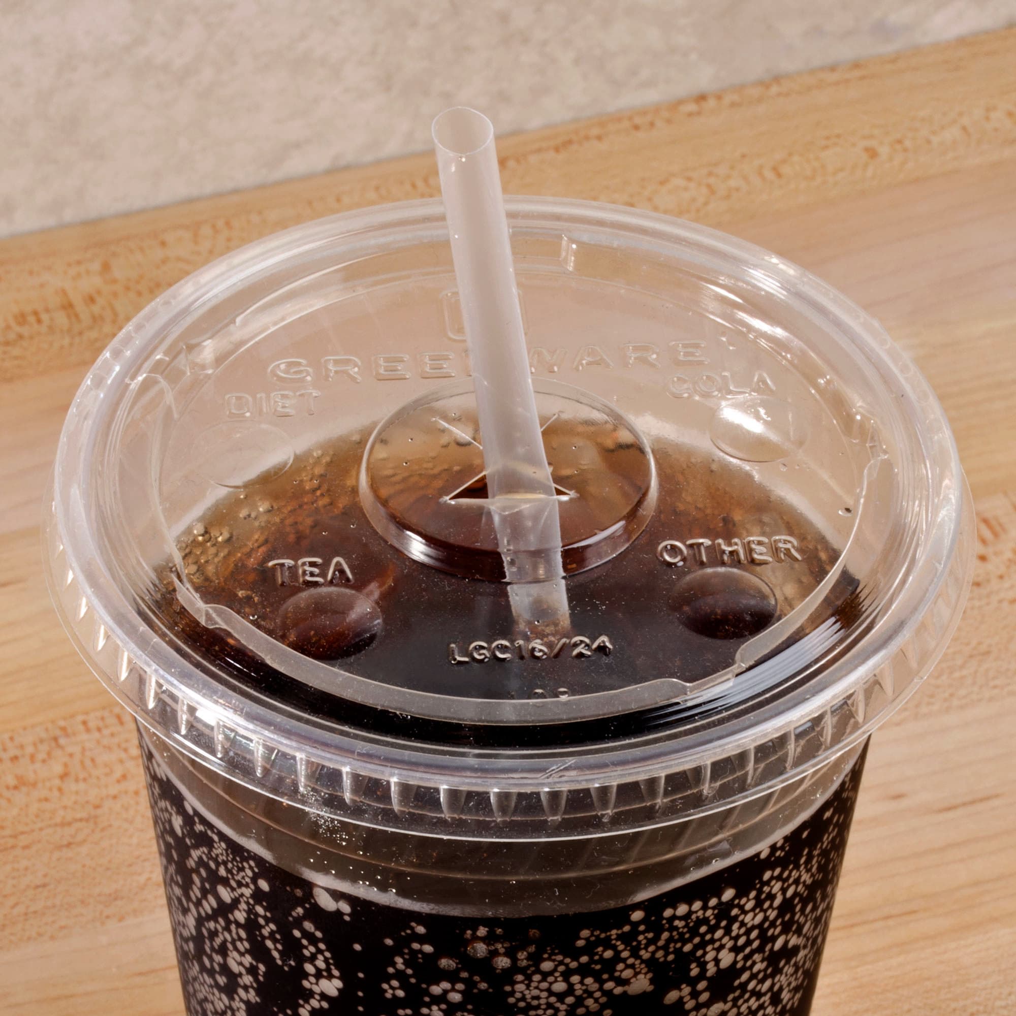 Clear PLA Lid with Straw Slot - fits 16, 16S, 20, 24 oz Clear Cold Cups - Image 1